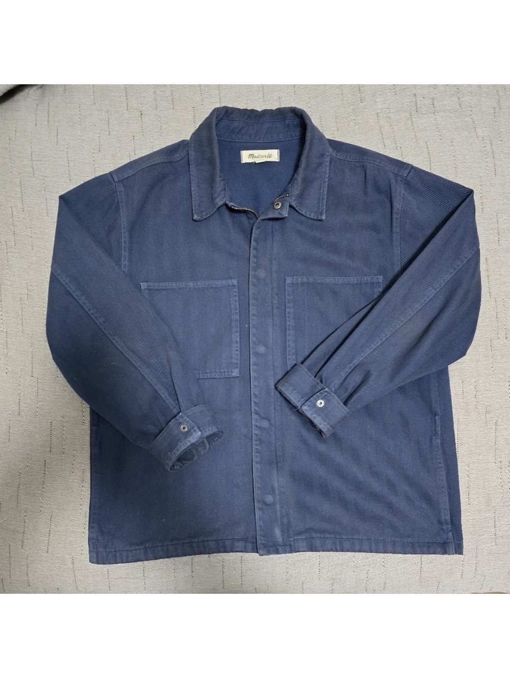 Madewell Men's Utility Workwear Jacket Navy Button Front Chest Pockets Size M